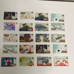 Starbucks Animal Art Gift Card Set with Vibrant Colors